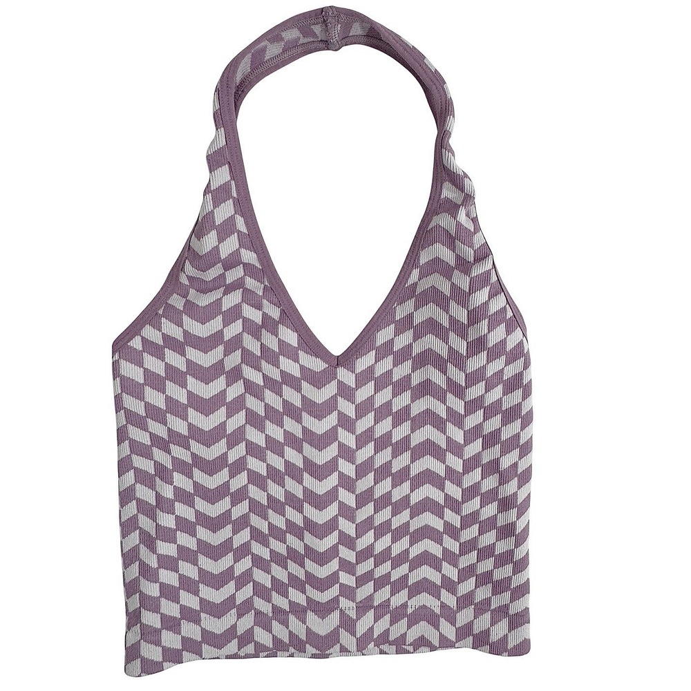 Bella Seamless Tank Top Women's Small Ribbed Geometric Checker Stretch
